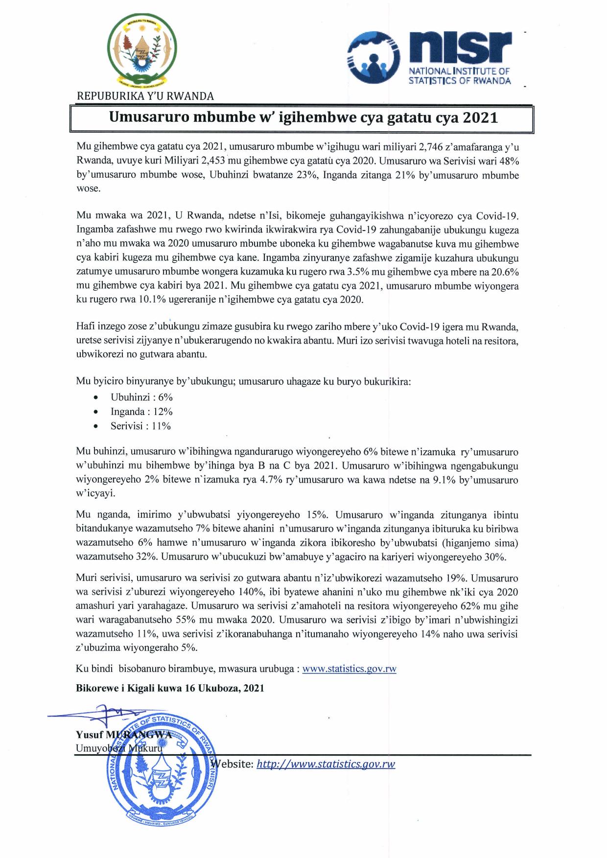 Press Release Kinyarwanda Q3 2021
